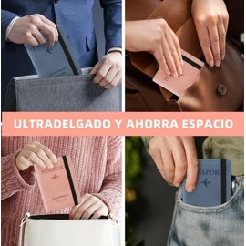 Cartera para Pasaporte RFID, Pasaporte Funda para Mujeres, Porta de Pasaporte de Cuero PU, Caja de Tarjeta de Visita, Porta Pasaporte y Visa, Cierre de Banda Elástica (Rosa)