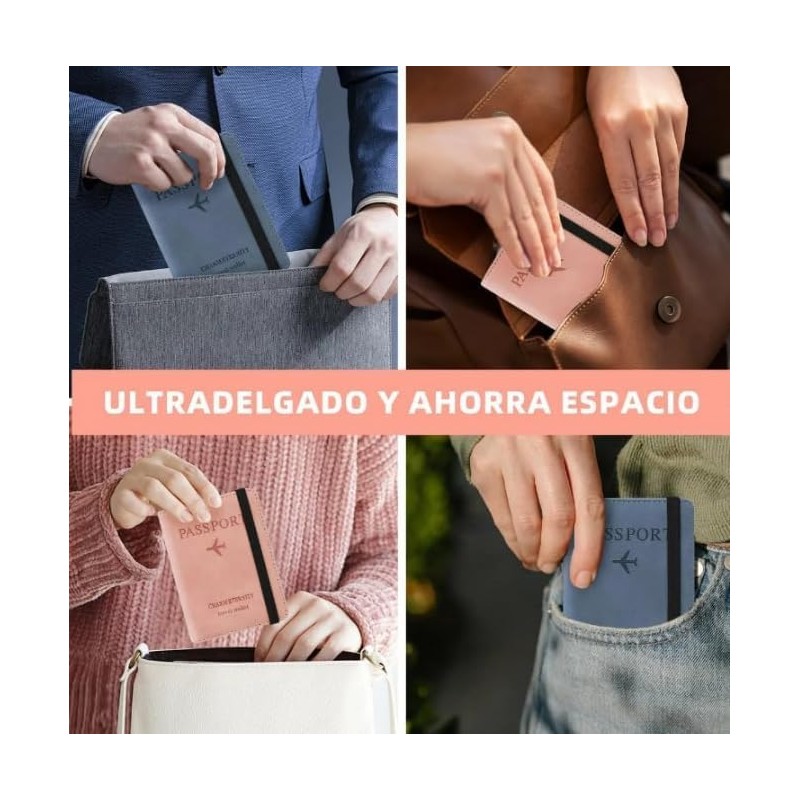Cartera para Pasaporte RFID, Pasaporte Funda para Mujeres, Porta de