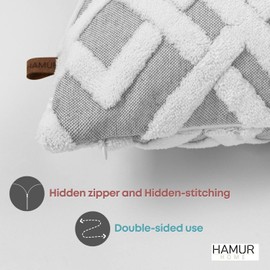 HAMUR Pack of 2 Decorative Throw Pillow Covers Set 22x22 inches, Soft Durable Home Decor Accents Cushion Pillows Case for Sofa Couch, Living Room, Bedroom (Mila,Grey)