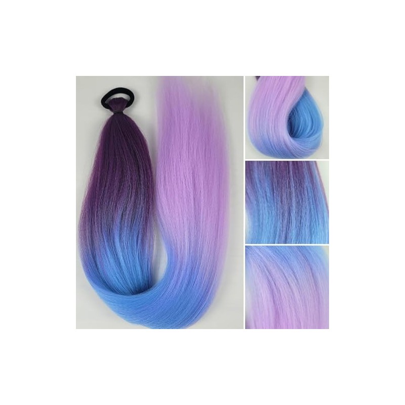 Extensiones de Cabello para Trenzas 60 cm,MoradoClaroAzul lago (1PCS)