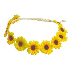 zYoung Sunflower Crown Hippies Daisy Hair Wreath Bridal Headpiece, Yellow