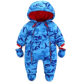 Baby Winter Jumpsuit with Hood Boys Snowsuits with Gloves and Booties Warm Clothing Set 3-6 Months