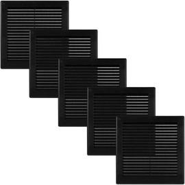 Vent Systems 6'' x 6'' Inch Black Soffit Vent Cover - Pack of 5 - Flat Square Air Vent Louver - Grille Cover - Built-in Insect Screen - HVAC Vents for Bathroom, Home Office, Kitchen 6x6 Inch