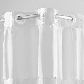 Hookless It’s A Snap! Waffle Shower Curtain, 3-in-1 Curtain Includes Fabric Shower Curtain with Sheer Top Window, Flex-On Rings & Fabric Liner with Magnets, 71” x 74”, White
