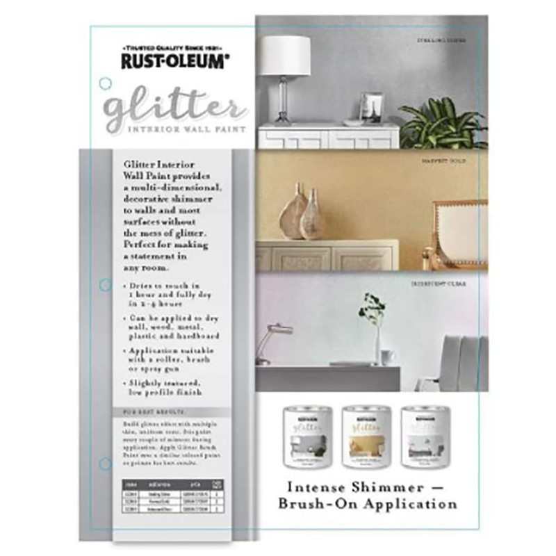 Rust-Oleum 323860 Glitter Interior Wall Paint Iridescent Clear 28 Ounce