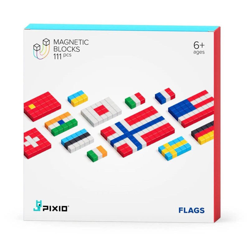 UD_PIXIO Flags - 111 Magnetic Blocks in 8 Colors +