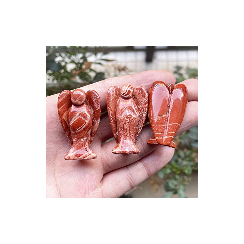 Ladeukoi Natural Gemstone Healing Crystal Prayer Guardian Angel Statue, Carving