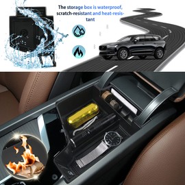 SHAOHAO for 2023 Volvo XC60 Center Console Tray 2023 XC60 Center Console Organizer, 2023 XC60 Console Organizer Tray Volv*o XC60 XC90 2023 Console Tray for 2018-2023 Volvo XC90 S90 V90 S60 V60 Black