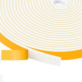 Trisiki White Strong Adhesive Foam Tape, High Density Door Insulation Weather Strip,Soundproof Weatherproof, Foam Seal Tape for Sliding Door, Windows (1/2 in x 1/8 in x 50Ft