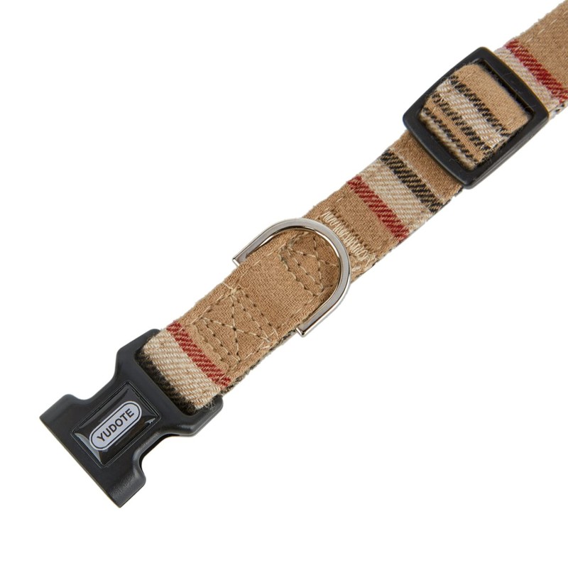 YUDOTE Soft Dog Collar, Fabric Wrapped Checked Collars, Non-Irritating for