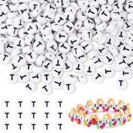 Pack of 500 Letter Beads T for Bracelets, Round Letter Beads for Threading Letter Beads, Bracelets Making Yourself, for DIY Jewellery and Crafts