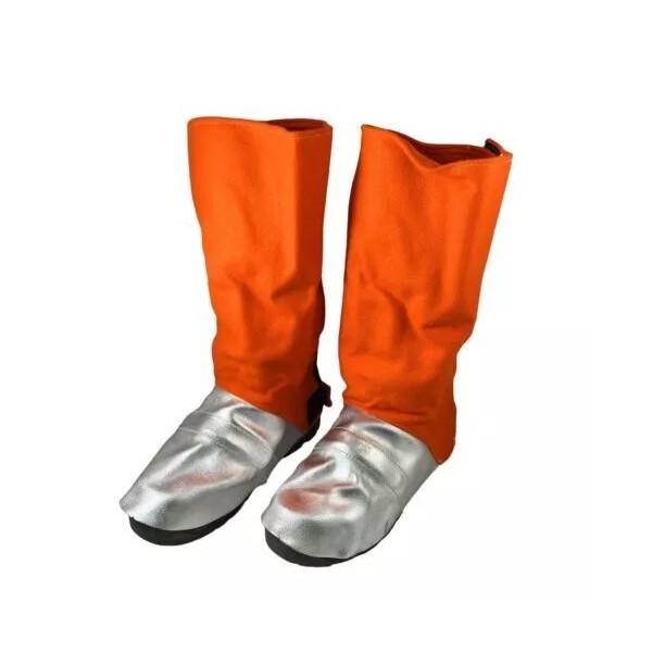 Unbranded 2x Leather Welding Boot Spats W Flame FR Felt