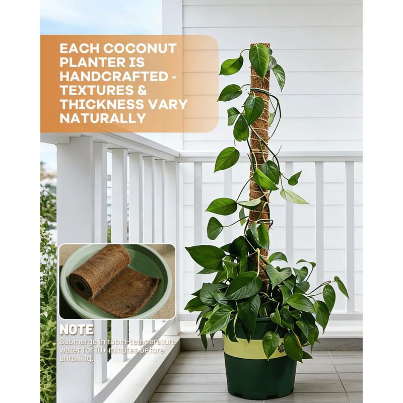 Coco Liners for Planters - Thick Coconut Fiber, Pre-Drained Planter