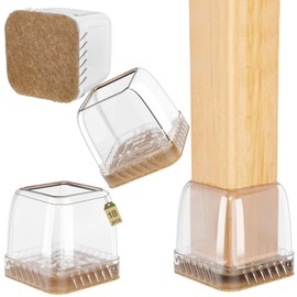 Euqvunn 18pcs Square Chair Leg Floor Protectors, Small Floor Protectors for Furniture Legs, Rectangle Stool Leg Covers with Felt Pads, Chair Leg Caps to Protect Hardwood Floors, 19-25mm