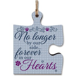 The Plum Penguin Hanging Jigsaw Puzzle Piece No longer By Our Side Forever Hearts Pet Loss Remembrance Sign Ornament