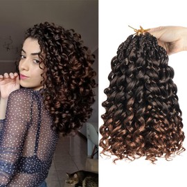 Datanala GoGo Curl Crochet Hairv 14 Inch Pre-Looped Water Wave Crochet Hair 8 Packs Long Beach Curl Crochet Braiding Hair Synthetic Extensions For Women (GOGO Curl/T30)