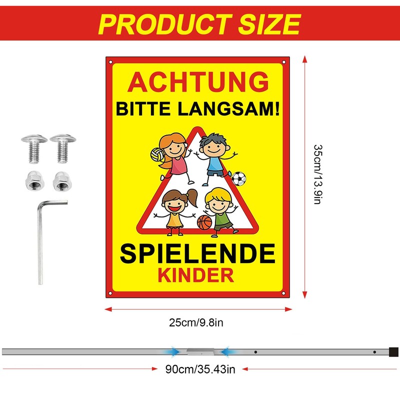 Aluminium Warning Children's Sign, With Screws and Hex Key, Please