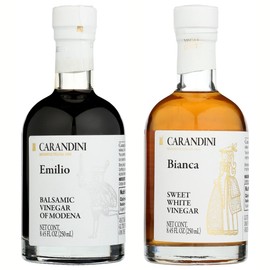 Carandini Emilio Silver Balsamic Vinegar of Modena PGI & Bianca Sweet White Vinegar Combo Set, Premium Italian Vinegars | Made in Italy - 8.45 fl oz (2 Bottles)