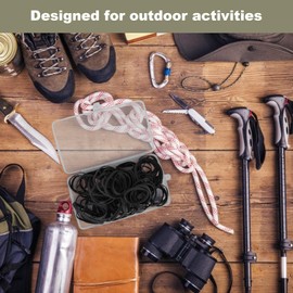 80pcs Large Rubber Bands, 4 Sizes of Tactical Rubber Bands, Heavy Duty Large Elastic Bands, Extra Wide and Thick Black Rubber Bands, Weather-Resistant Rubber Bands for Industrial Camping - Black