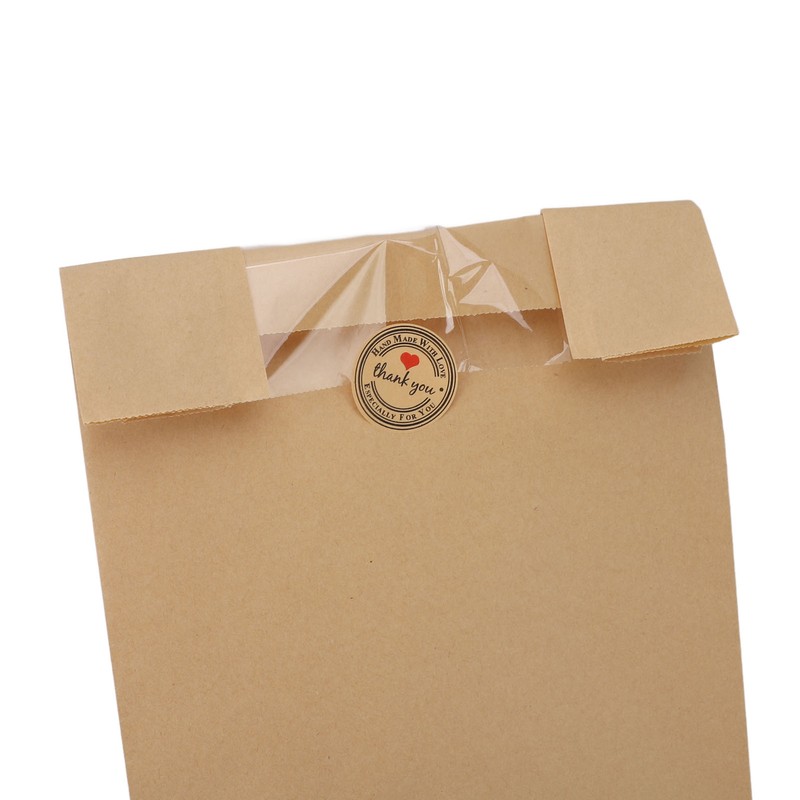 50PCS Bread Bag Kraft Paper Transparent Window Baked Food Packaging