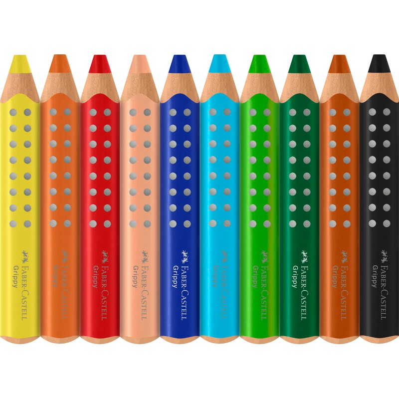 Faber-Castell Grippy 110624 Colouring Pencils Set, 10 Colouring Pencils for