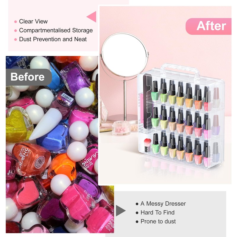 Beloving Nail Polish Organizer, 48 Bottles Transparent Nail Polish Holder