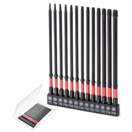 Bates- Impact Long Torx Bit Set, 13 pcs, 6-Inch, 1/4" Hex Shank TT7-TT40, Tamper Proof Magnetic Security Torx Bit Set, S2 Steel