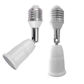E26/E27 Standard Medium Light Socket Extender & Adjuster w/Vertical 90° Horizontal 360°, 100V - 250V, Max 150W 4.5 Inch Extension (Pair)