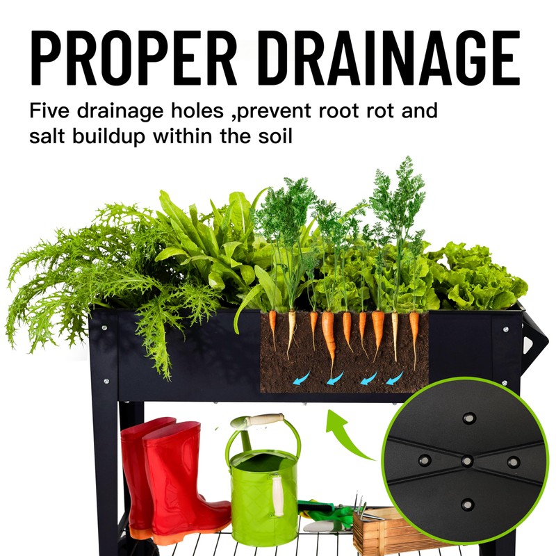 LEETOLLA Elevate 32" Tall Raised Garden Bed Outdoor with Wheels