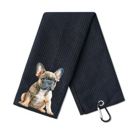 CybGene French Bulldog Gifts Golf Towel, Gifts for French Bulldog Lovers, 40 x 60cm Microfiber Golf Towel for Golf Bags for Birthday, Christmas