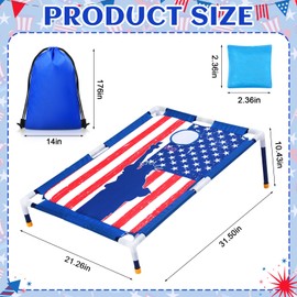 American Flag 2 in 1 Bean Bag Toss with 12 Bean Bags for Girls Boys Star and Striped Bean Bag Toss Outdoor Games Cornhole Game Set Portable Bean Bag Toss Games for Outdoor Activities Gifts