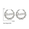 Old English Font Queen Word 9cm Large Bamboo Hoop Earrings