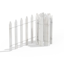 Greenes Fence Cedar Wood Garden Picket Fence, White, 16" H x 8' L (2-Pack, 16' Total)