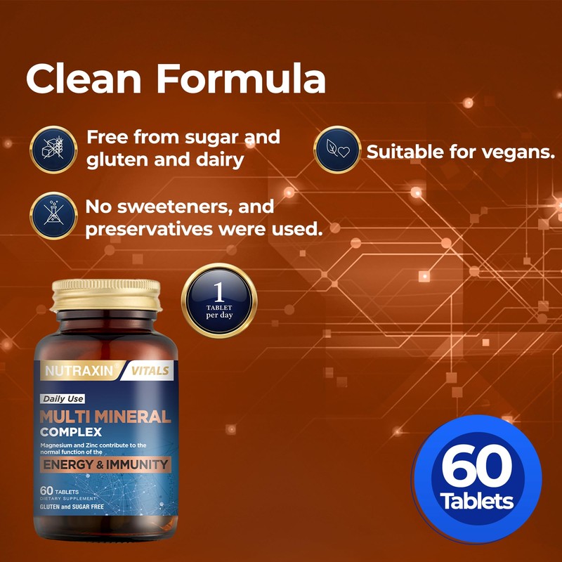 Nutraxin Multi Mineral Complex, 60 Tablets - 12 Essential Minerals