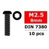 Corally - Steel Screws M2.5 x 8mm, Hex Button Head,