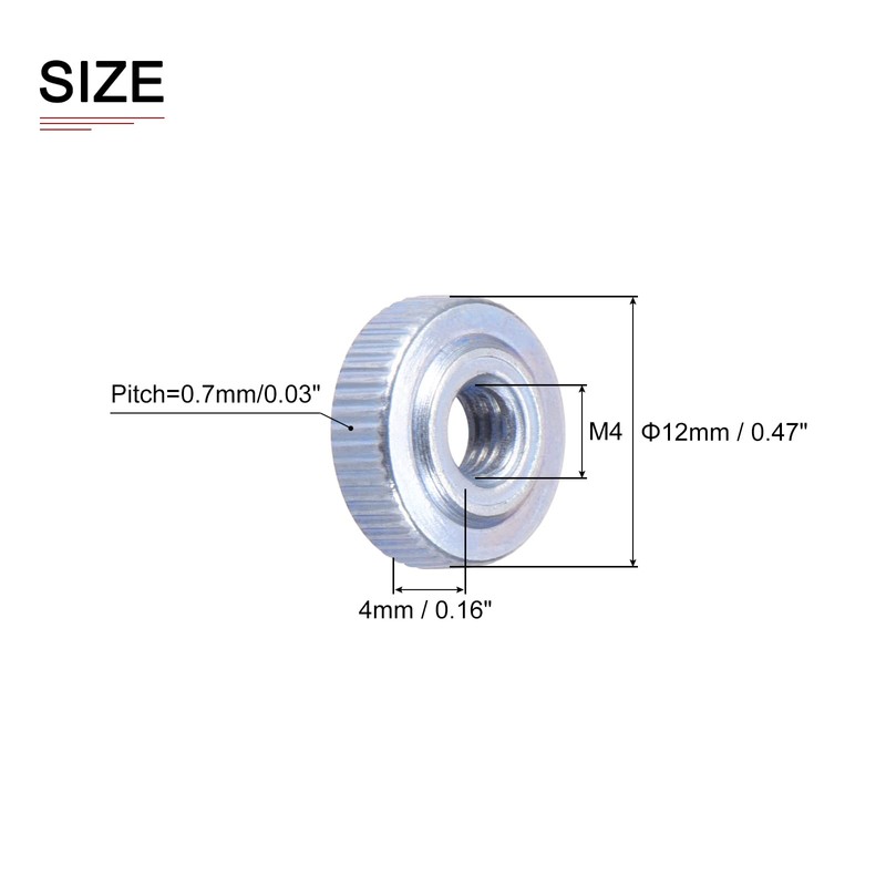 DTGN 10pcs M4x4mm(DxH) Knurling Nuts for Furniture and Equipment Thumb