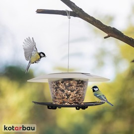 KOTARBAU® Bird House for Hanging Bird Feeder Made of Plastic Round Bird Feeder for Birds Bird House Feeding Stations for Wild Birds Bird House Balcony Bird Feeder Diameter 250 mm