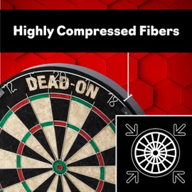 Viper Dead-On Tournament Bristle Steel Tip Dartboard Set with Staple-Free Bullseye, Metal Triangular Spider Wire for Reduced Bounce Outs and Increased Scoring; High-Grade Self-Healing Sisal Board