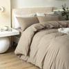 JIYUAN 100% Washed Cotton Duvet Cover Set Comfy Simple Style