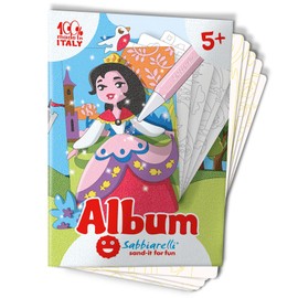 Sabbiarelli Sand-it For Fun Album Die Prinzessinnen: 5 Pre-Glued Drawings, to Paint with Sand (Sand Not Included), Sand Pictures for Children from 5+