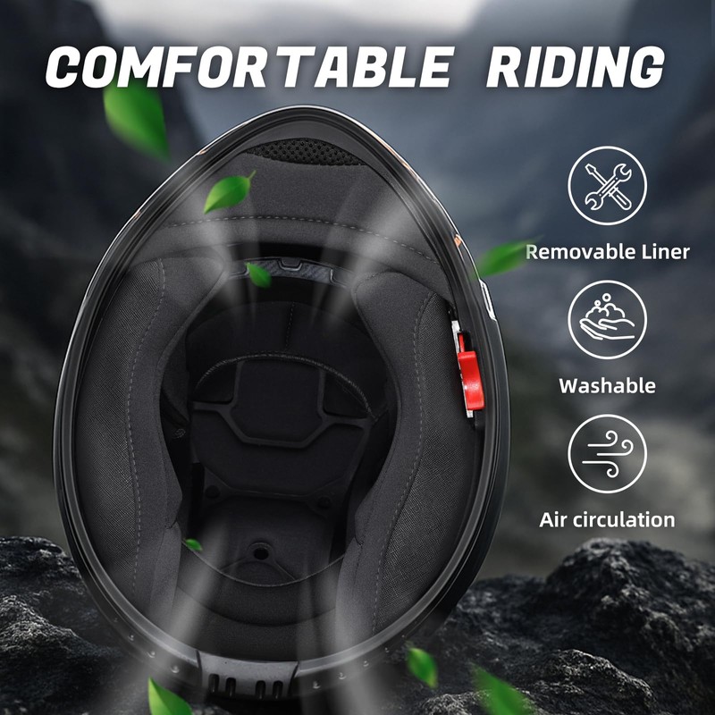 TRIANGLE Full Face Motorcycle Helmet Dual Visor Helmets for Adult