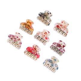 Beavorty 8pcs Floral Small Hair Claw Clips Durable Acrylic Gripper for Women and Girls for Everyday Use Non-slip Design for Thick Thin Hair