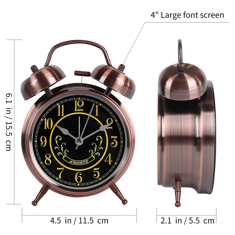 pxy Retro Alarm Clock for Heavy Sleepers 3D Dial Battery