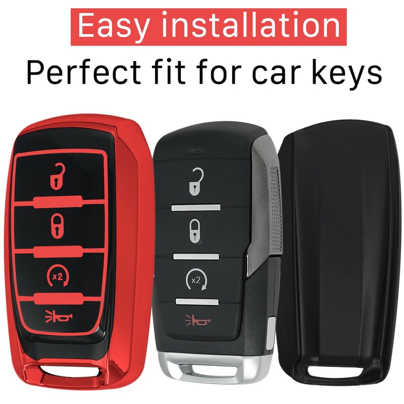 Kirsnda key fob cover with metal buckle Compatible with Dodge