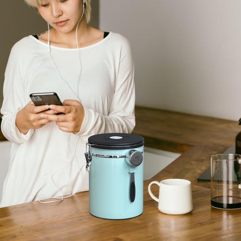 Miscedence 35OZ Coffee Canister for ground coffee with Date Tracker,Mint