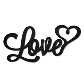 CREATCABIN Wood Cutout Love Sign Heart Laser Cut Wooden Wall Decor Sculpture Hanging Decor Wall Art Decoration for Home Gallery Office Front Door Black 9.8" x 4.7"