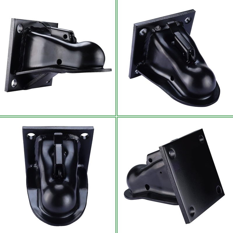 NovelBee 2-5/16" Flat Mount Trailer Coupler with Bolts Hardware,Black Powder