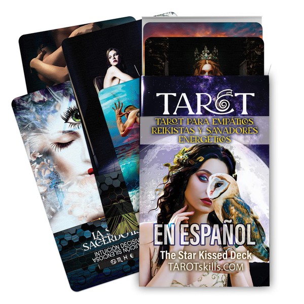 Tarot Skills Star Kissed Tarot Deck, Tarot Cards con Significados en Ellos, Incluyendo Golden Dawn Astrología Zodíaco y Planetas, Palabras Clave, Invertido, Elementos, Incluye Capacitación En Línea