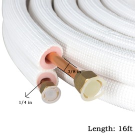 findmall 16FT Air Conditioning Tubing Hose Extension 1/4" and 3/8" Twin Insulated Copper Hoses Fit for Mini Split Air Conditioner