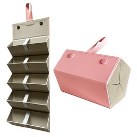 Longjet Sunglasses Organizer 5 Slots Travel Glasses Case Multiple Pairs Eyeglasses Storage Box Hanging Eyewear Holder (Pink)